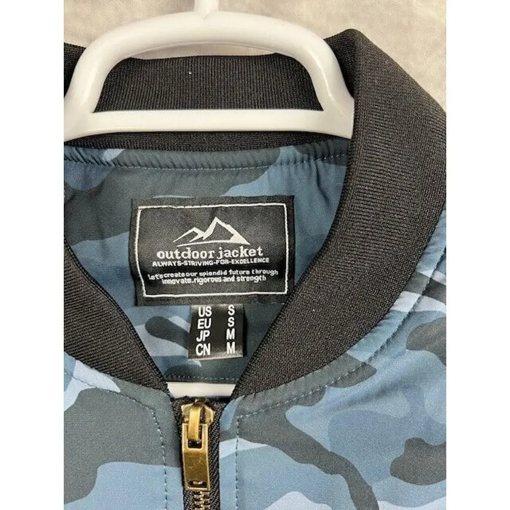 Mens Casual Windproof Bomber Jacket Full Zip Windbreaker Warm Winter Padded Coat
